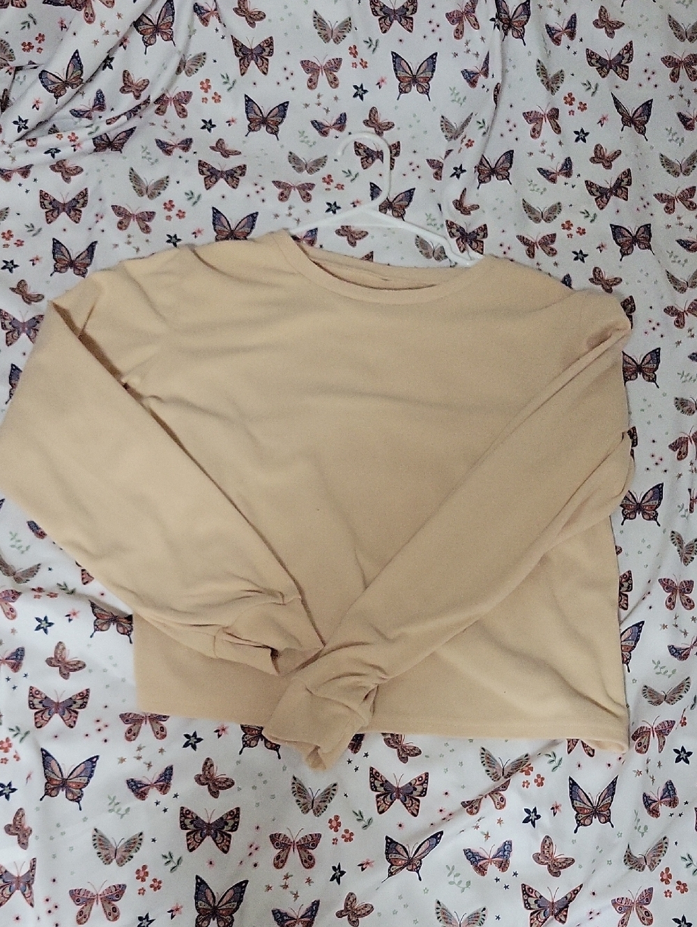 Women's Crewneck Long Sleeve Top - Beige